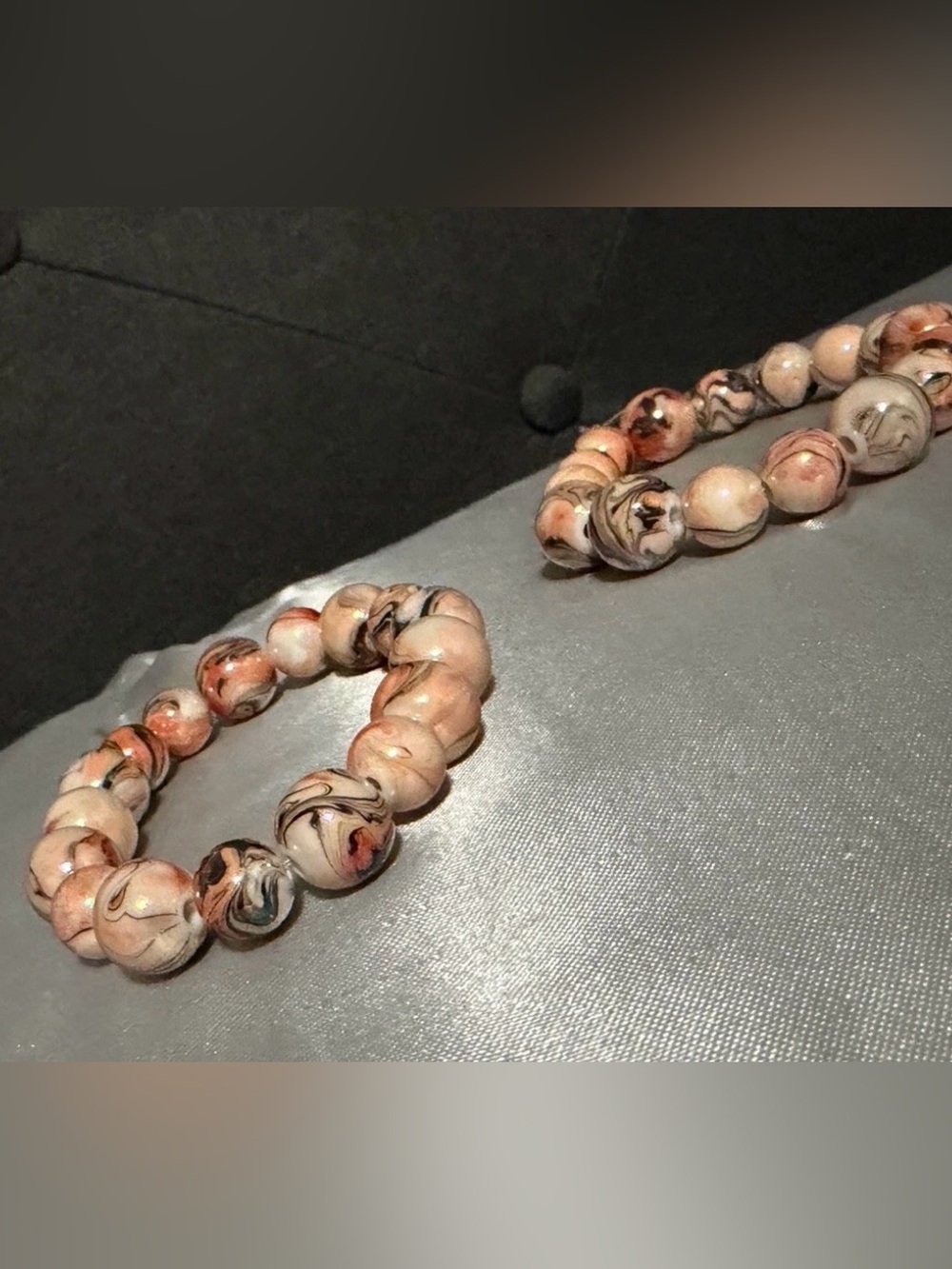 Handmade Tiger Striped Marbled Bead Bracelet - Women's Fashion Jewelry